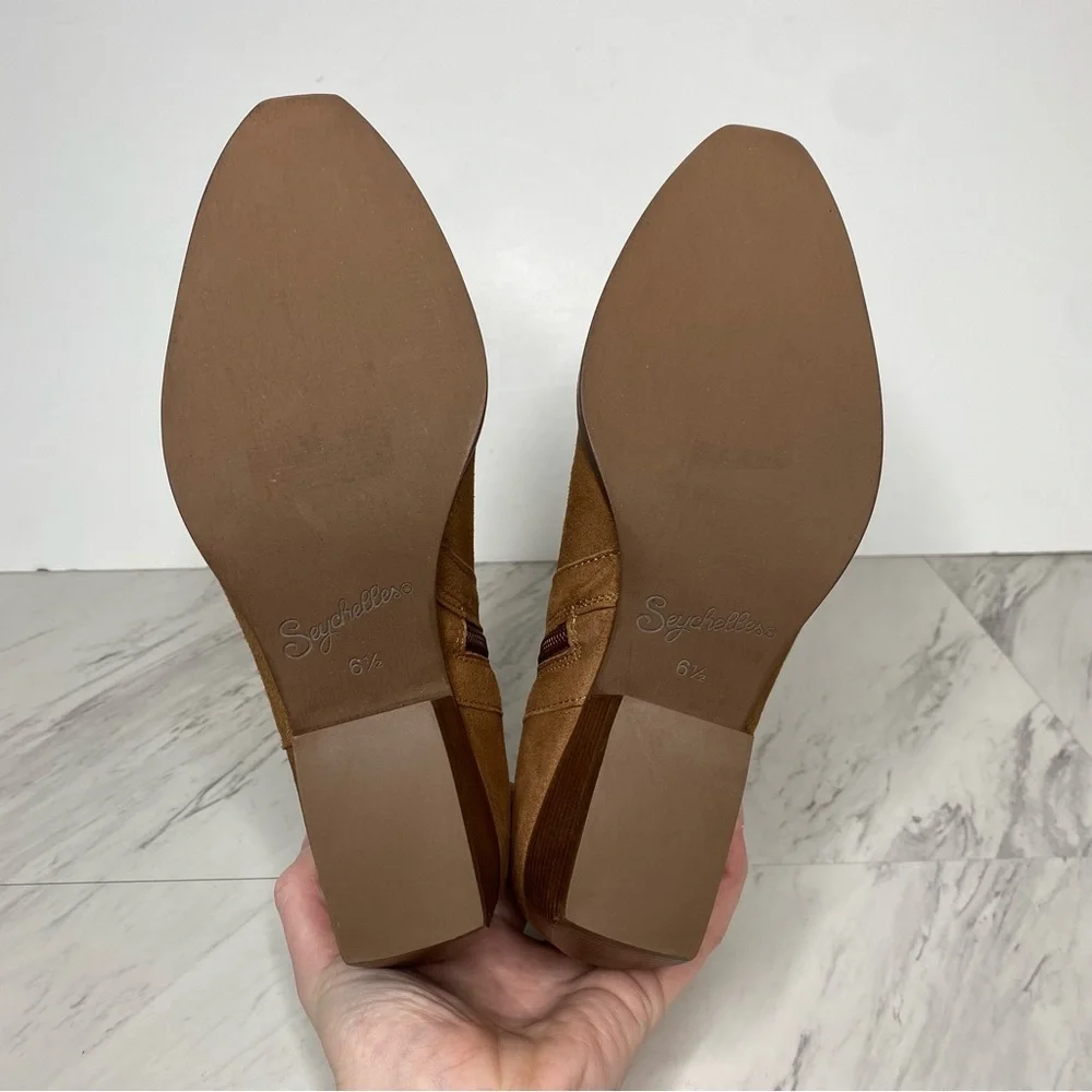 Seychelles Brown Suede Stacked Heel Bootie 6.5